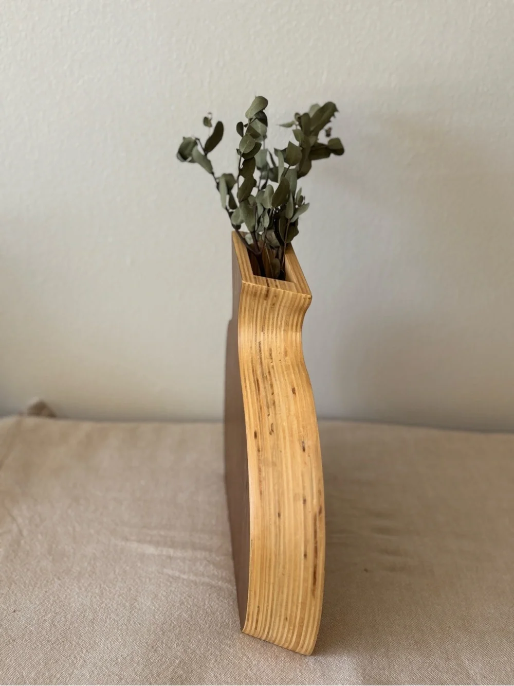 Vase Vintage Two-Tone Wood - Brown and Tan
